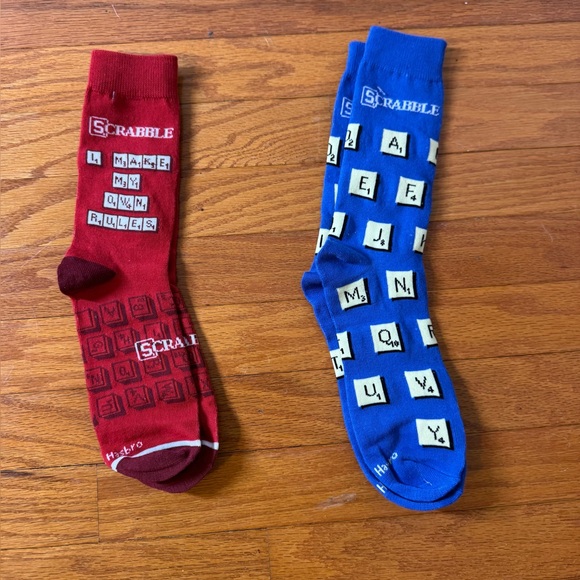 Scrabble Novelty Crew Socks - Red and Blue - Picture 2 of 4